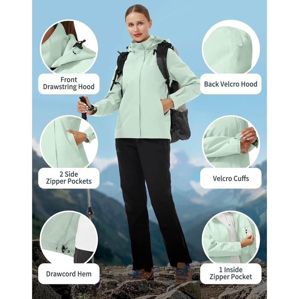 Women's Waterproof Shell Rain Jacket Lightweight … - image 5